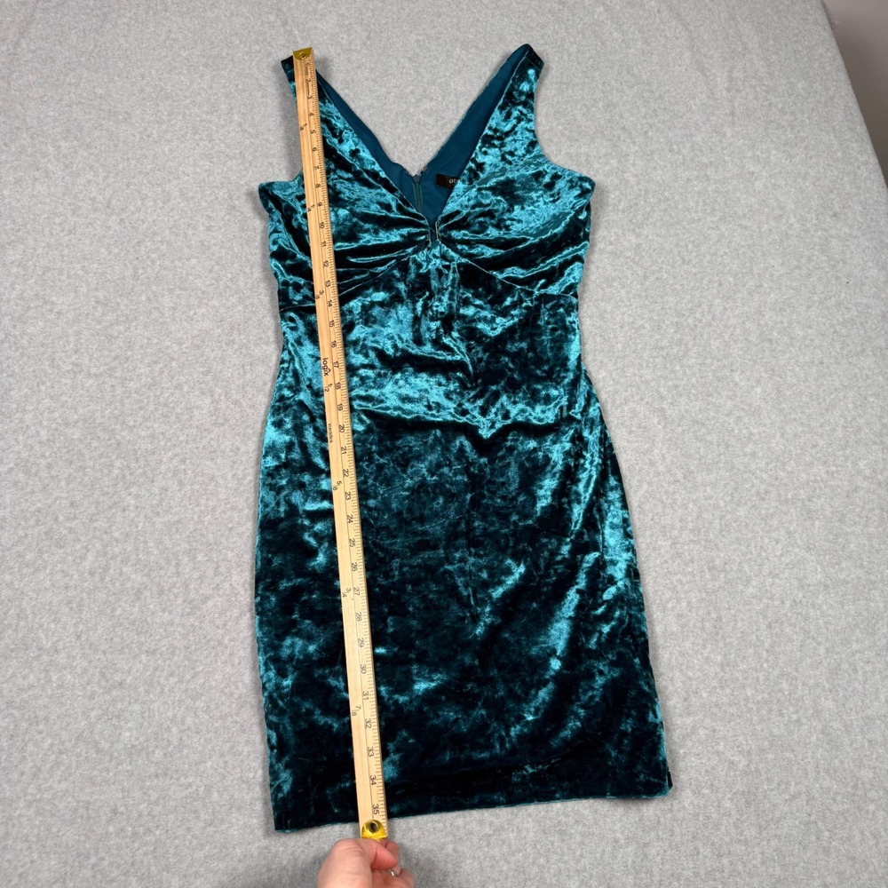 Guess Teal Crushed Velvet V-Neck Cocktail Homecoming Mini Dress Size 10 Autumn - Picture 7 of 9